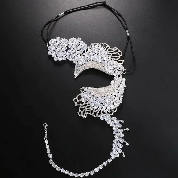 NWT Sparkling Swarovski Bling Crystal Rhinestone Mask Halloween Costume … - Picture 5 of 7